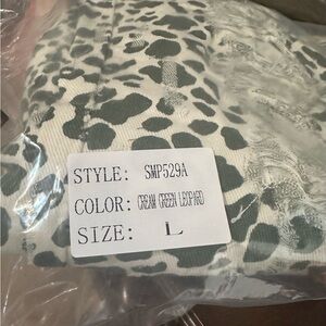 Cream and Green Leopard Print POL Denim jeans!